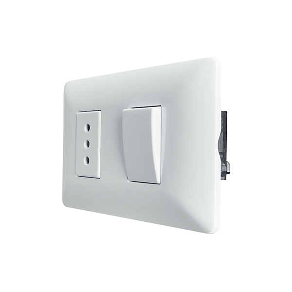 INTERRUPTOR SIMPLE (9/12) + ENCHUFE SIMPLE 10A 250V (BLANCO) STANFORD