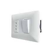 INTERRUPTOR SIMPLE (9/12) + ENCHUFE SIMPLE 10A 250V (BLANCO) STANFORD