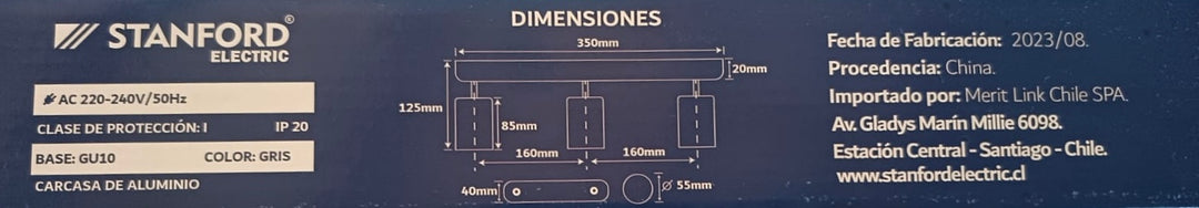 LAMPARA TECHO 3 LUCES GU10 (NIQUELADO) STANFORD