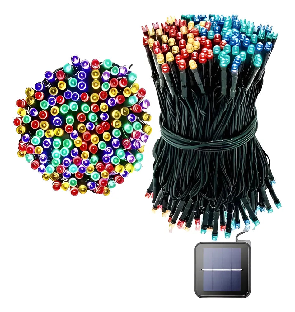Guirnalda Solar 20mts multicolor 200 Led recargable.