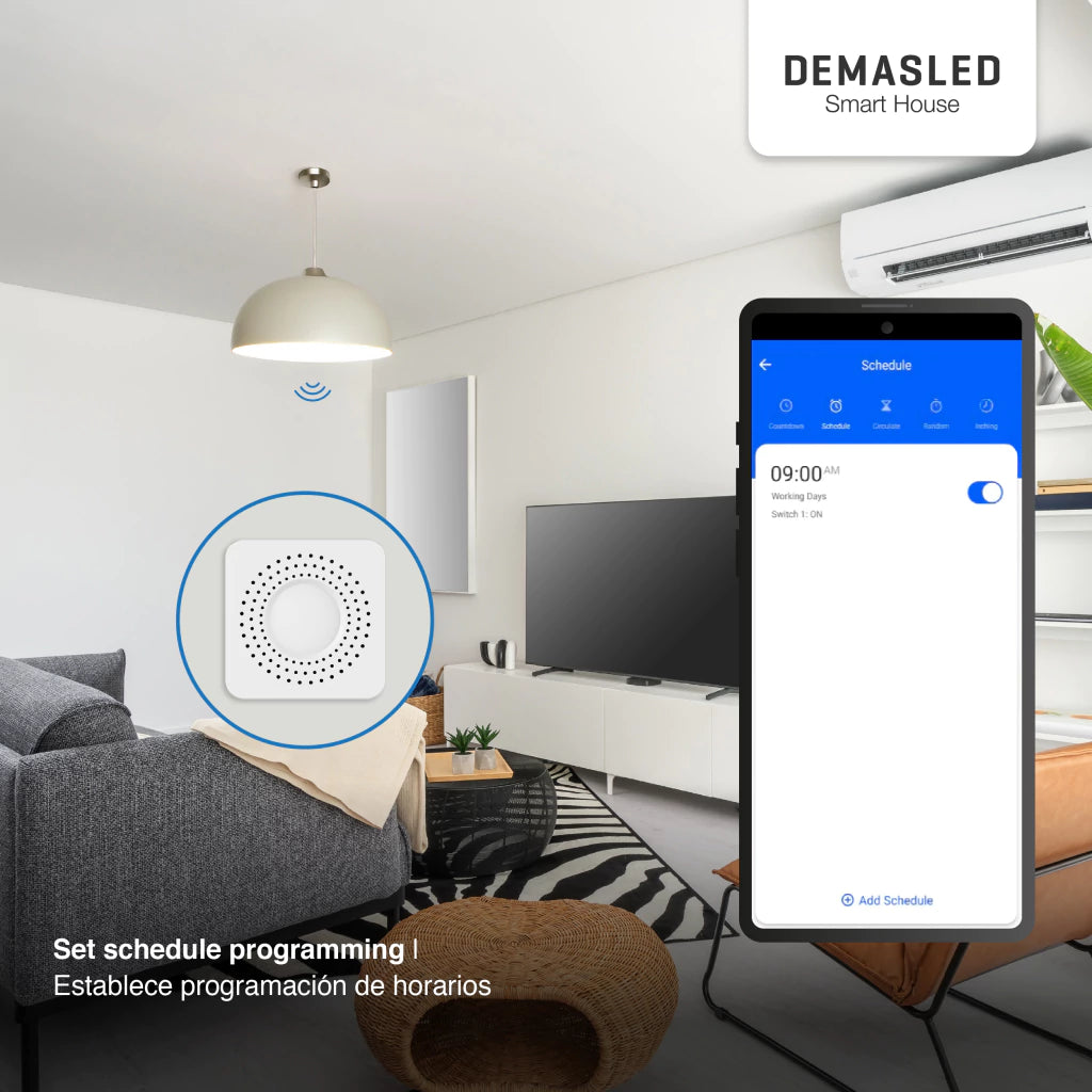Mini Smart Switch WiFi+RF 1 Canal, 90-250Vac 50-60Hz 10A max 2.4GHz